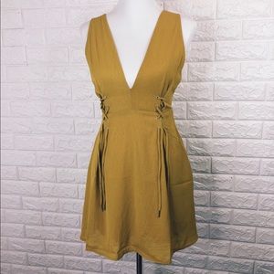 Mustard Dress With Tie Detail